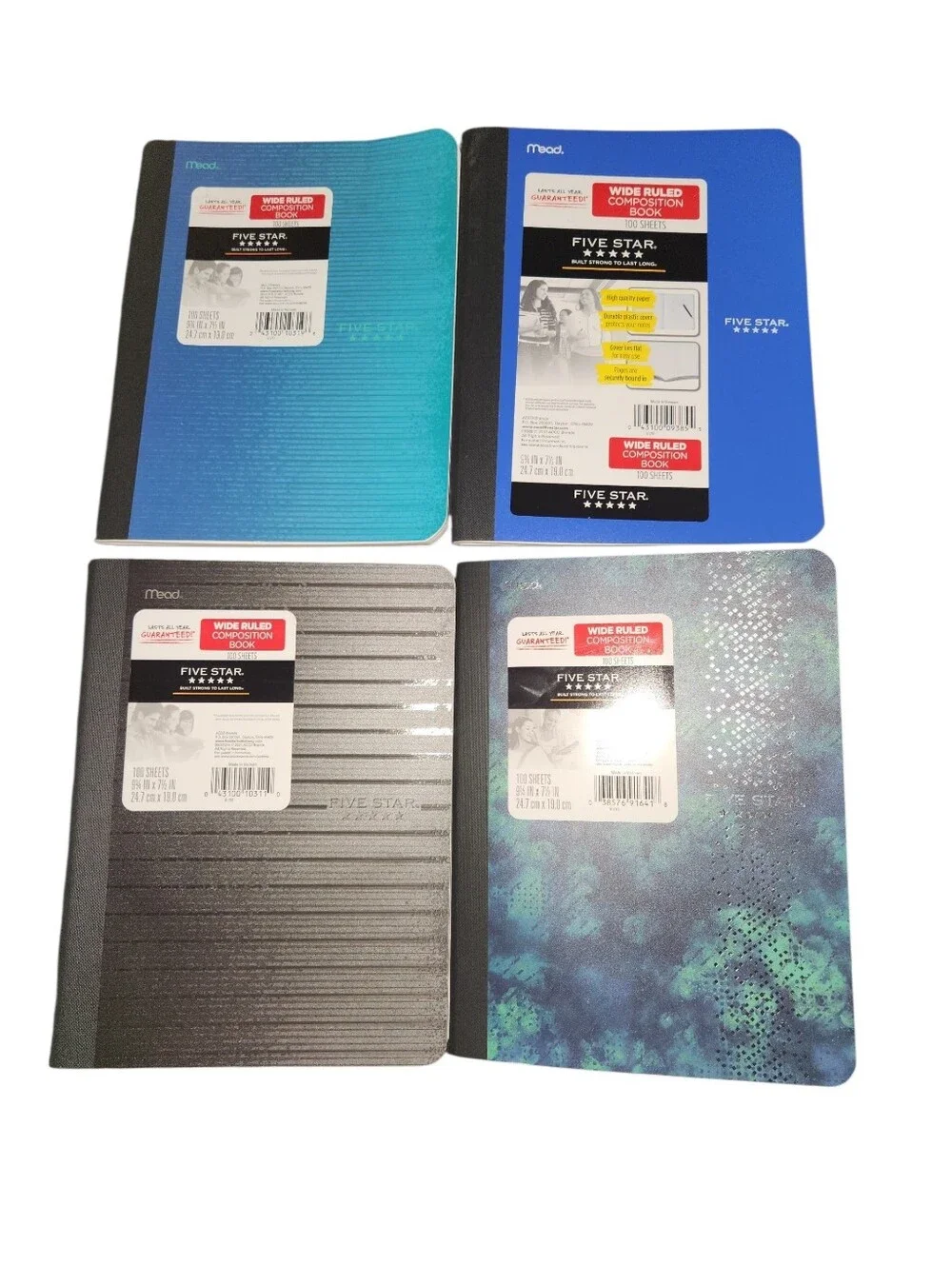 Five Star 100 Page Wide Ruled Composition Notebooks